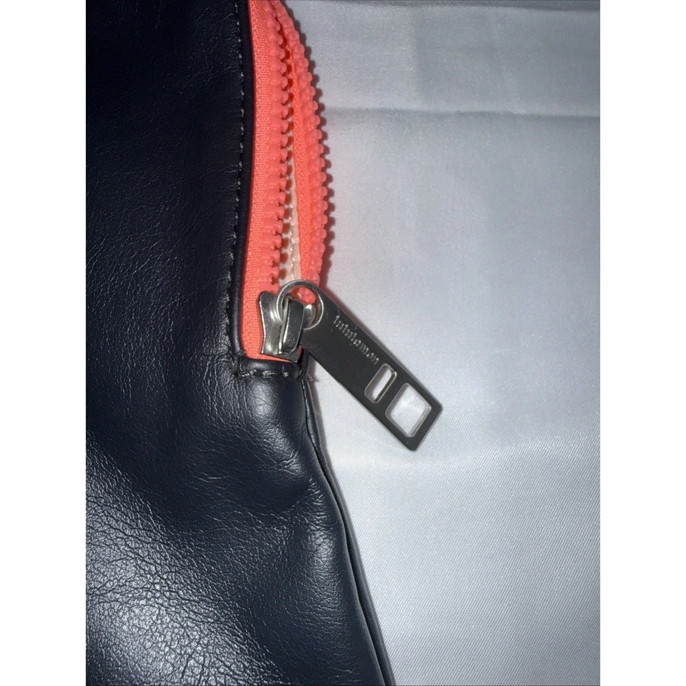 Lululemon Black Vegan Leather Fold Over Neon Pink Travel Pouch